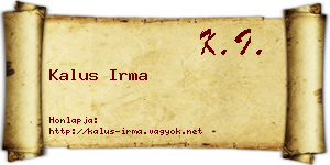 Kalus Irma névjegykártya